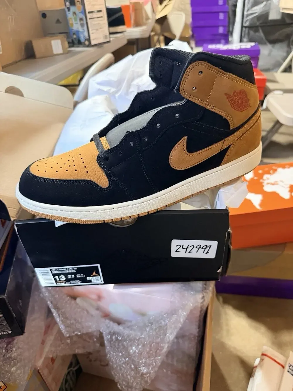 Size 13 - Air Jordan 1 Mid Black Flax